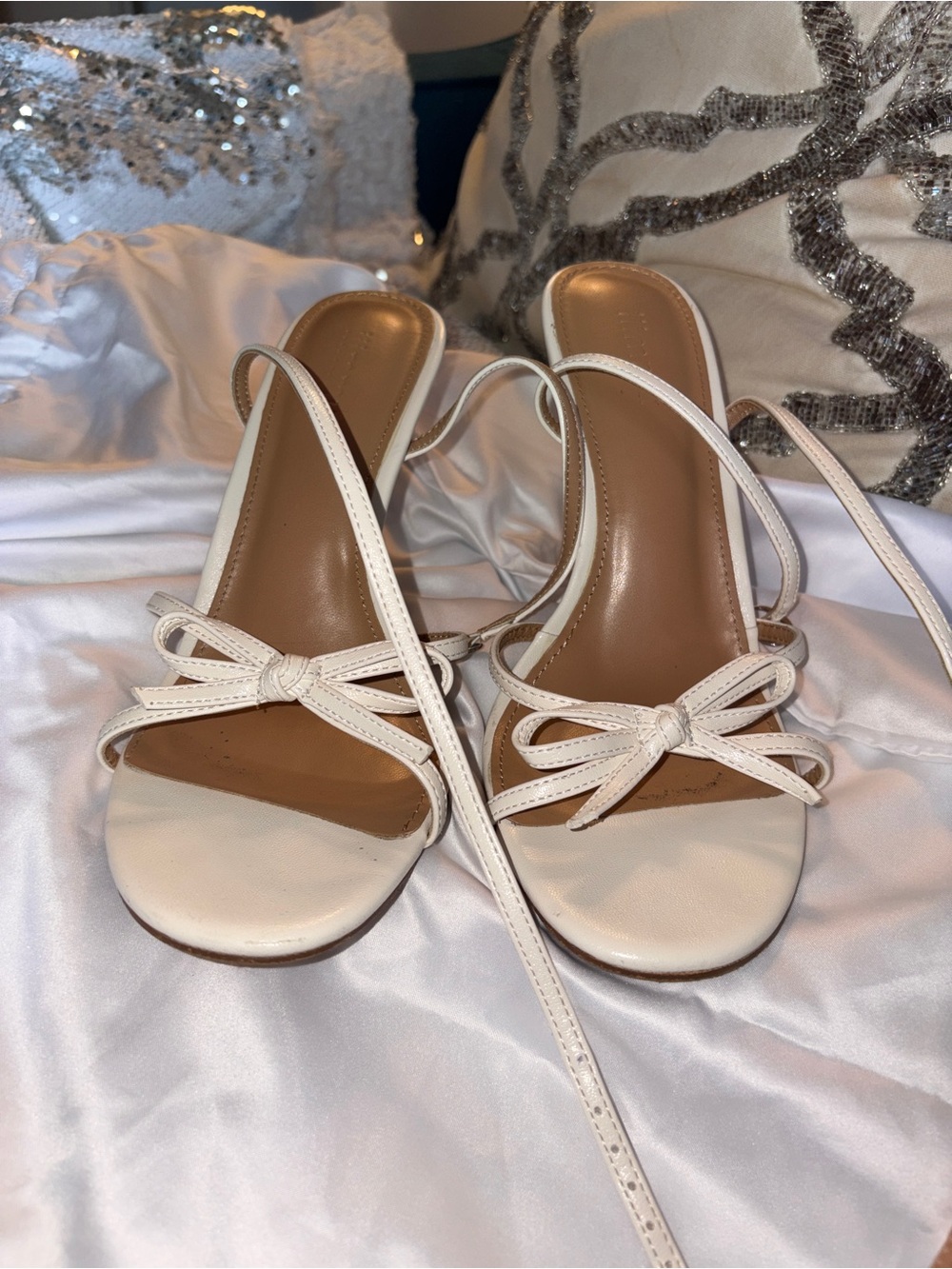 Women’s Cream Strappy Bow Sandals